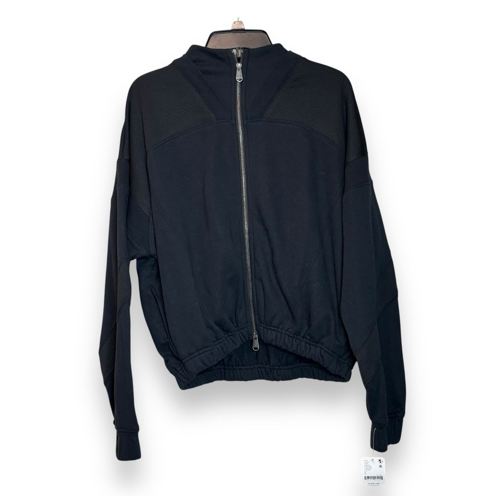 Free People FP Movement S High Jump Full Zip-Up Black Track Jacket‎ $148
